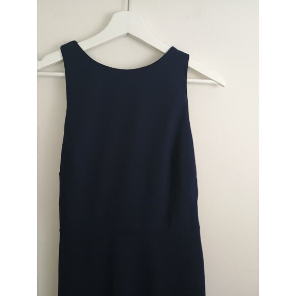 Anthropologie BHLDN Gown Women 8 Blue London Crepe Tie Back Slit Glam Maxi Dress - Picture 7 of 15